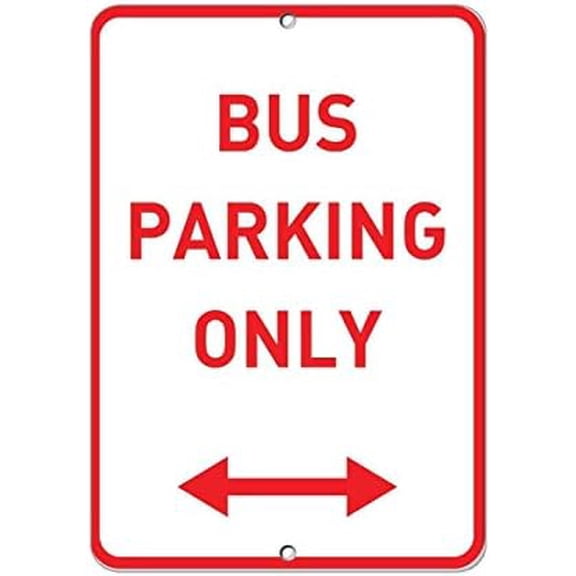 Bus Parking Only Warning Sign with Arrow, Aluminum Metal Parking Sign, 12 x 8 Inch