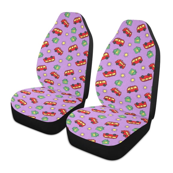 Bus Pattern Car Seat Covers Front Seats Universal Fit for Sedan SUV Truck Van