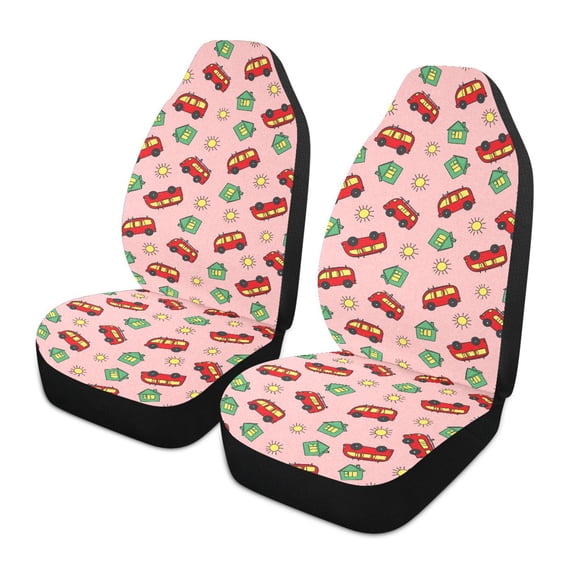 Bus Pattern Design Car Seat Covers Front Seats Universal Fit for Sedan SUV Truck Van