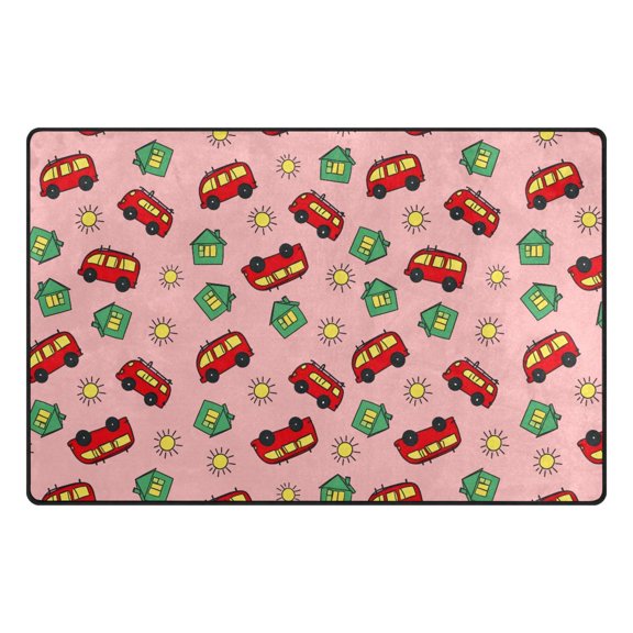 Bus Pattern Design Memory Foam Area Rug 31"x20" Non Slip, Absorbent, Fade Proof for Living Room, Bedroom, Office