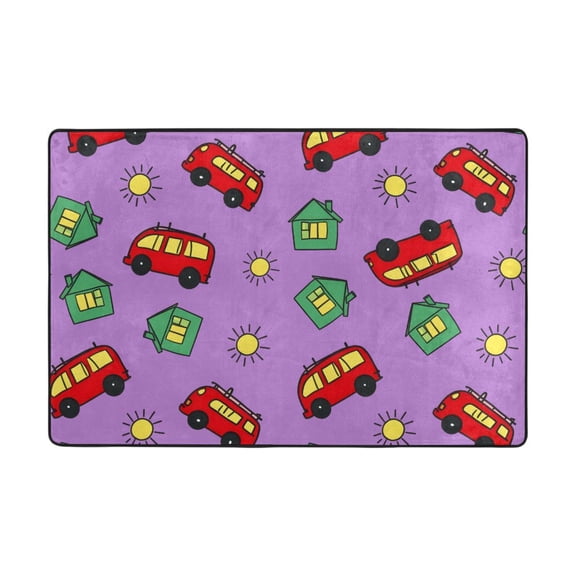 Bus Pattern Rug 36x24in Memory Foam Absorbent Non Slip Plush for Bathroom Kitchen Entryway