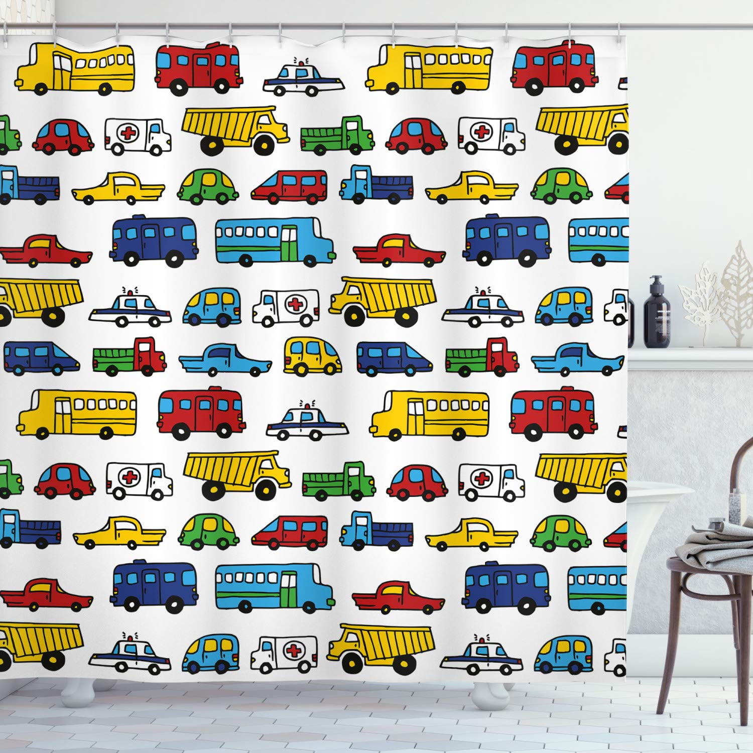 Bus Shower Curtain Surf Bath Curtains Beach Holiday Tropical Travel Oil