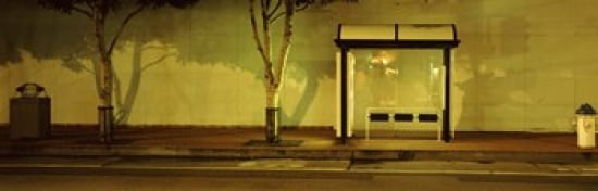 Bus Stop At Night San Francisco California USA Canvas Art - Panoramic Images (36 x 12)