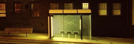 Bus Stop At Night San Francisco California USA Canvas Art - Panoramic Images (36 x 12)
