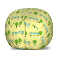 thumbnail image 1 of Bus Storage Toy Bag Chair, Horizontally Arranged Trees and Transportation Vehicles Urban Elements, Stuffed Animal Organizer Washable Bag, Large Size, Pale Green Multicolor, by Ambesonne, 1 of 3