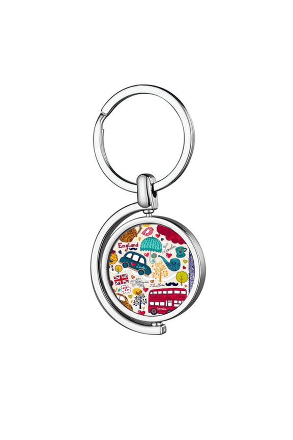 Bus Tower UK England Big Ben Landmark Rotating Keychain Metal Keyring Holder