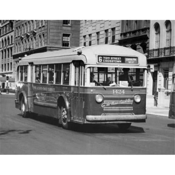 Bus on a Street New York City New York USA Poster Print - 18 x 24 in.