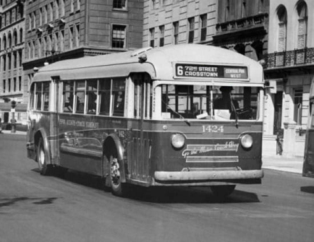 Bus on a street New York City New York USA Canvas Art - (24 x 36)