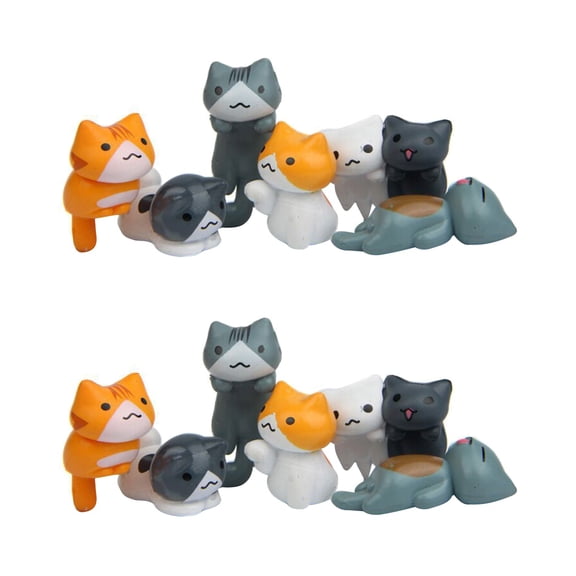 BusSunset 2pcs Mini Cats Miniature Garden Micro Kitty Landscape Ornament Decorations Home Succulent Bonsai Plant Pots Craft Decor (Random Style)