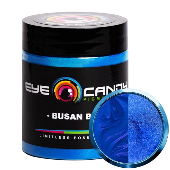Busan Blue Mica Powder Pigment (25g) for DIY Crafts: Woodworking, Resin, Soap, Paint, and More