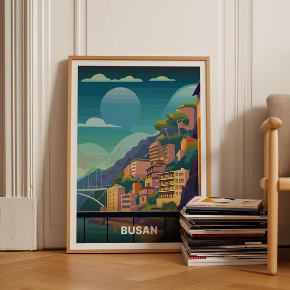 Busan South Korea Cityscape Adventure Wall Art, Stretched Canvas 8x10in
