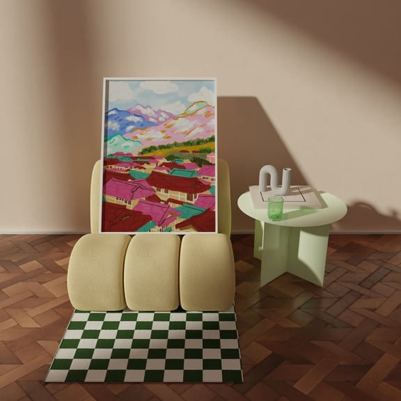 Busan South Korea Colorful Architecture Art, Unframed Paper Poster 8x10in