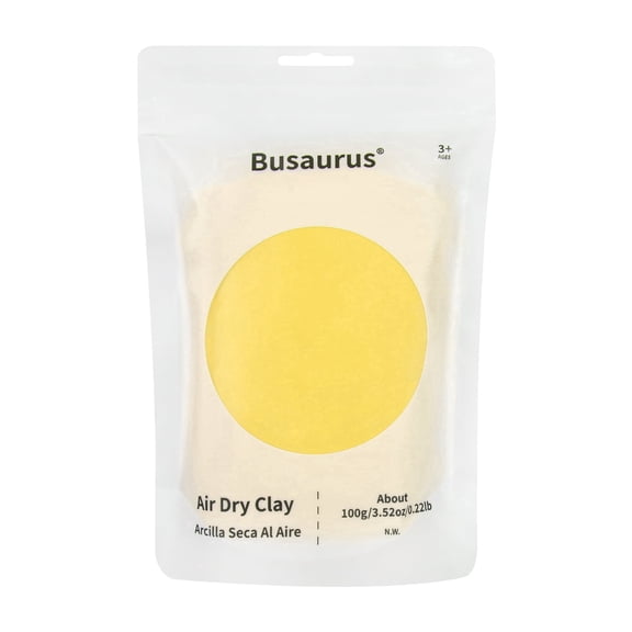 BUSAURUS Air Dry Foam Clay, 1 Pack, 100g, Yellow, Non-Toxic Soft Modeling Clay for Kids Ages 3+