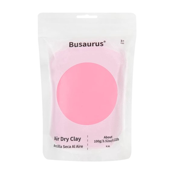 BUSAURUS Air Dry Foam Clay, 1 Pack, 100g, Pink, Non-Toxic Soft Modeling Clay for Kids Ages 3+