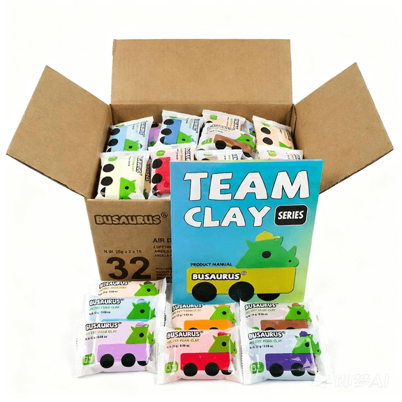 Busaurus 32 (16 Colors) Packs Air Dry Foam Clay, Magic Soft Clay Creative Gifts for Boys & Girls - 25Gram Each