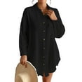 thumbnail image 1 of Busbseach Soft Women Swimwear Cover Up Black Button Down Beach Shirt Dress Beachwear, 1 of 7