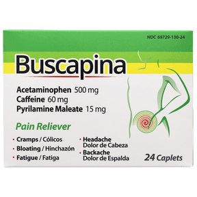 Buscapina Multi Symptom Acetaminophen and Caffeine Pain Relief, 24 Tablets