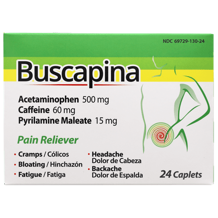 Buscapina Multi Symptom Acetaminophen and Caffeine Pain Relief, 24 Tablets