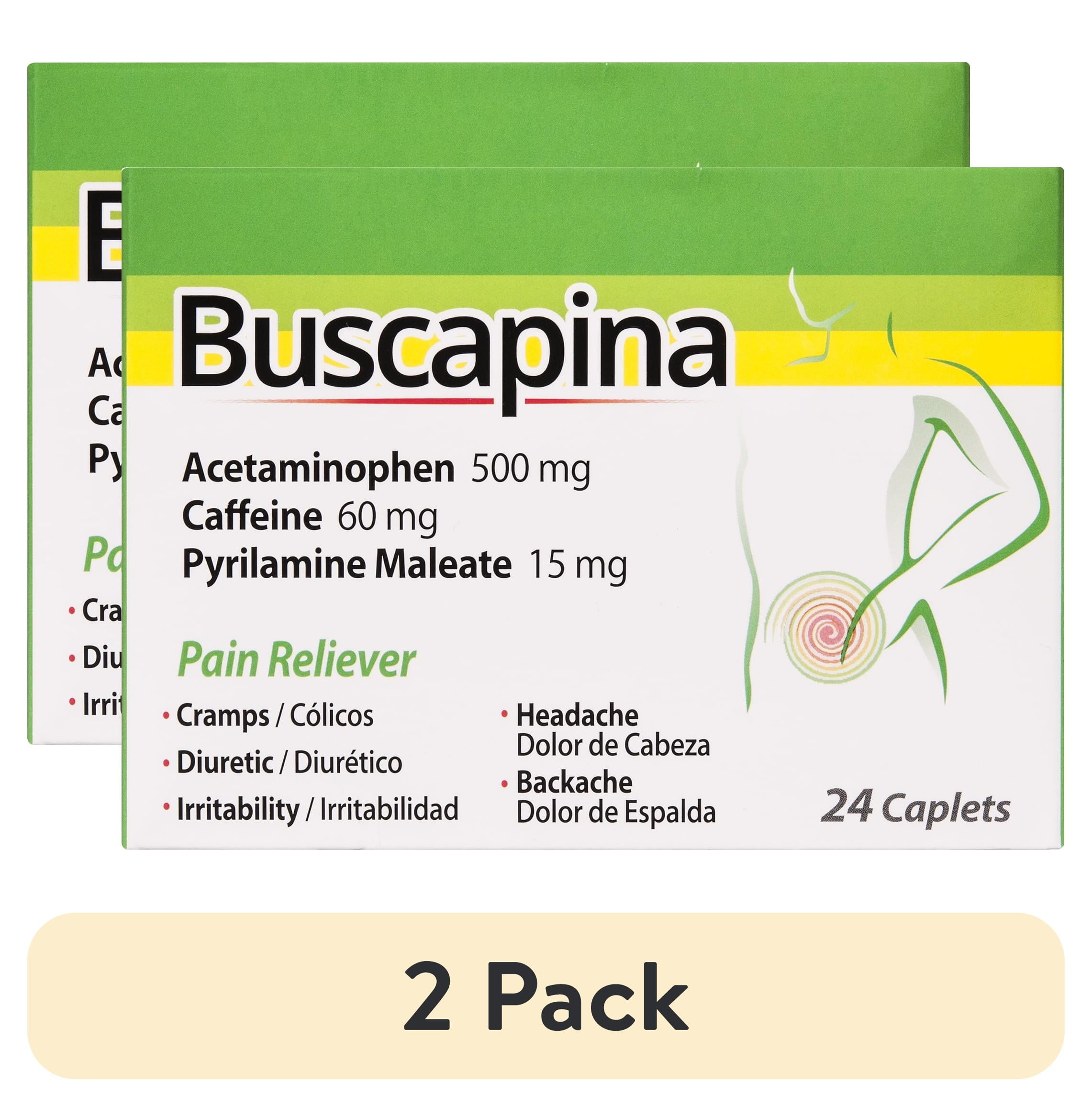 (2 pack) Buscapina Multi Symptom Acetaminophen and Caffeine Pain Relief, 24 Tablets
