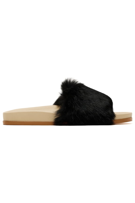 Women's Fur Clot Leather Slide Black, from StockX