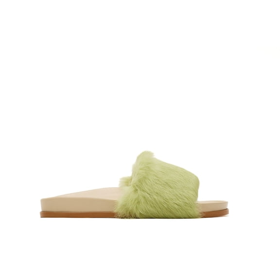 Buscemi Women's Fur Clot Leather Slide Green, from StockX
