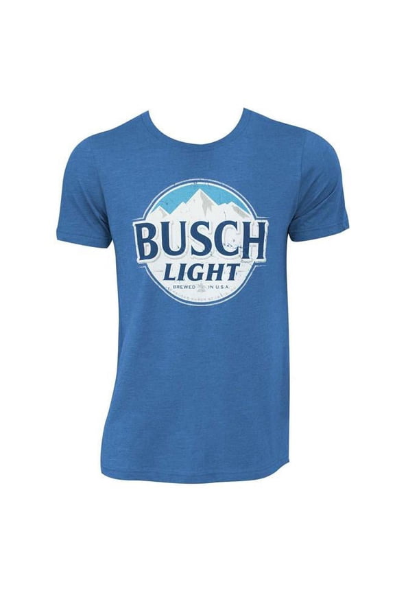 44154-XXXL Busch Light Mens Heather Blue Round Logo T-Shirt - 3XL