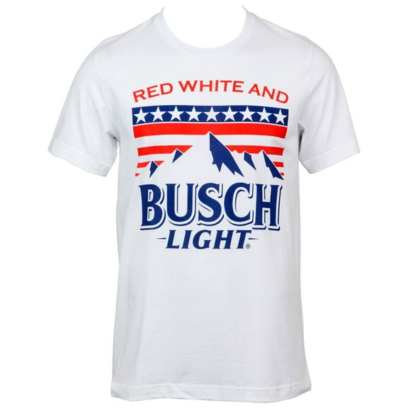 Busch 852312-medium Mens Light Red White & Busch Light Mountains T-Shirt, White - Medium