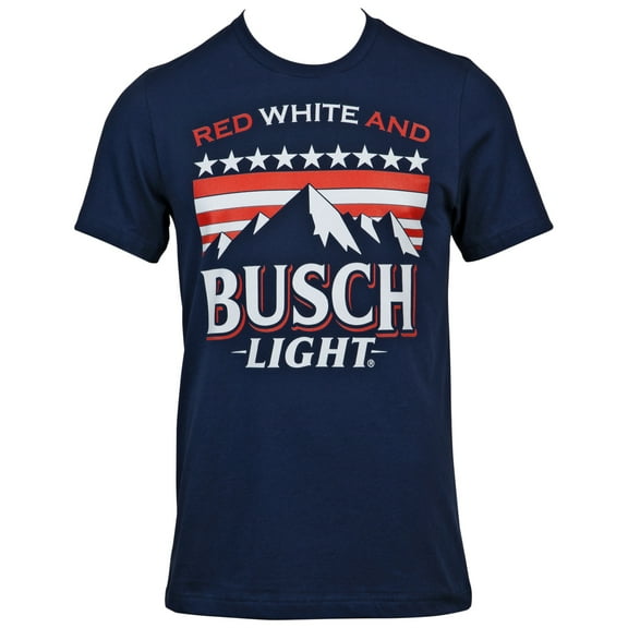 Busch 852319-xlarge Mens Light Red White & Busch Light Mountains T-Shirt, Navy - Extra Large