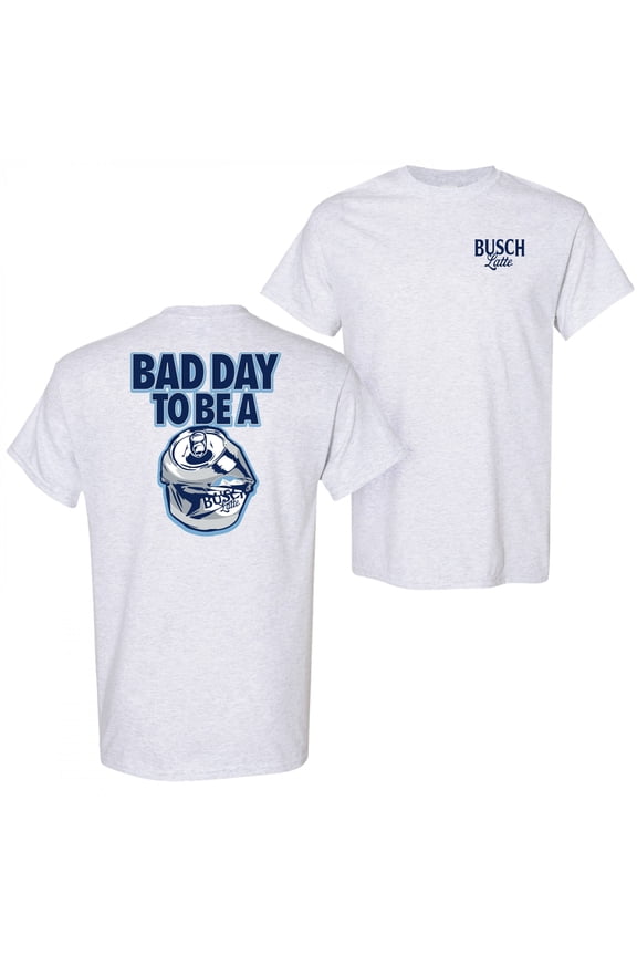 863803-small Busch Latte Bad Day to Be a Can Front & Back Print Cotton T-Shirt, White - Small