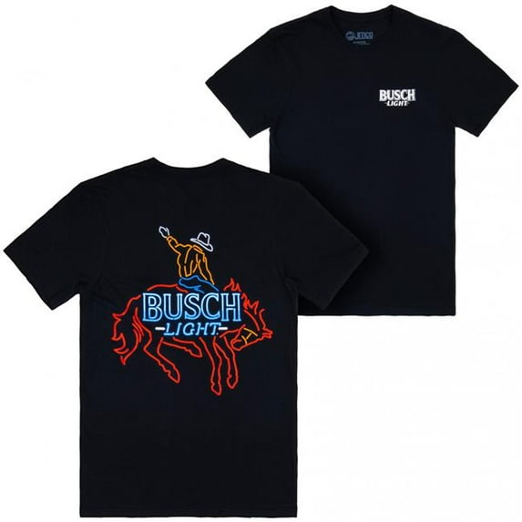 Busch 898255-medium Light Neon Cowboy Front & Back Print T-Shirt - Black - Medium