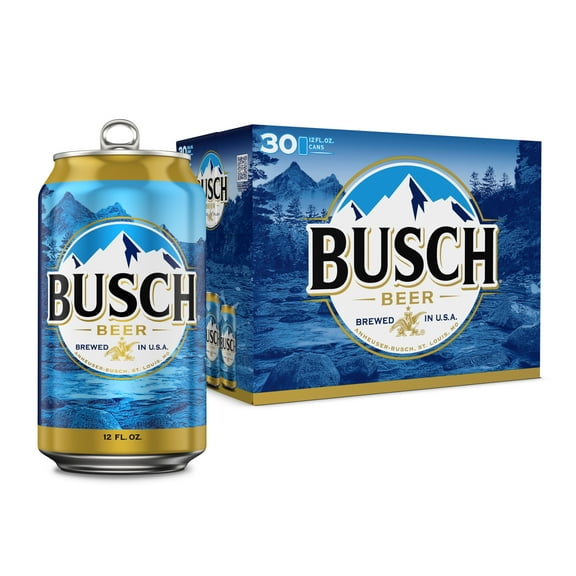 Busch American Lager Beer 30 pack 12 fl oz Aluminum Cans 4.3% ABV