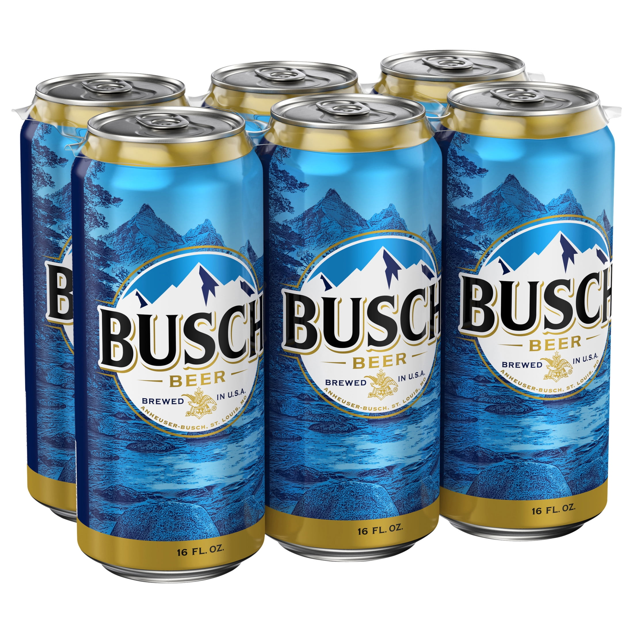 Busch American Lager Beer 6 Pack 16 fl oz Aluminum Cans 4.3% ABV