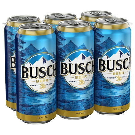 Busch American Lager Beer 6 Pack 16 fl oz Aluminum Cans 4.3% ABV
