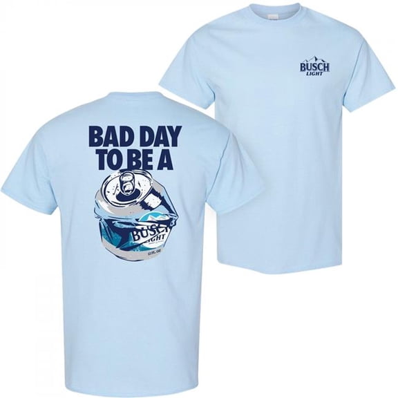 Busch Bad Day to Be a Busch Light Front & Back T-Shirt, Blue - Small