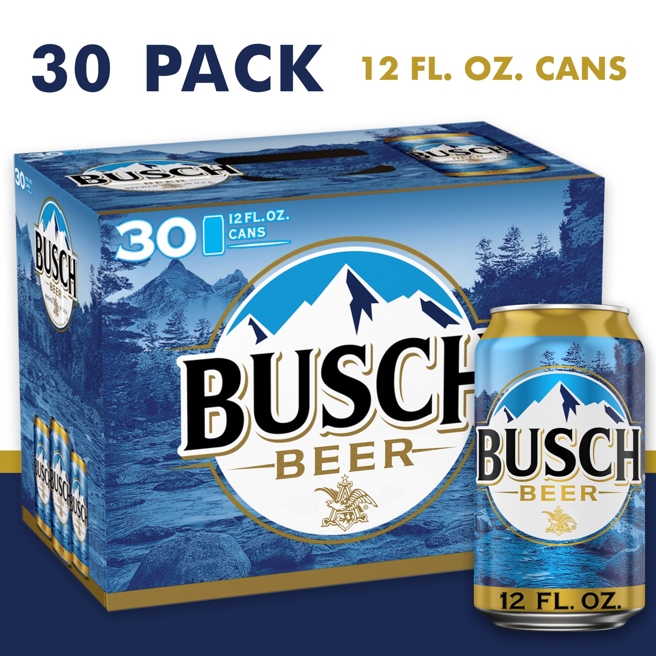 Busch Beer, 30 Pack Beer, 12 fl oz Cans, 4.3% ABV, Domestic - Walmart