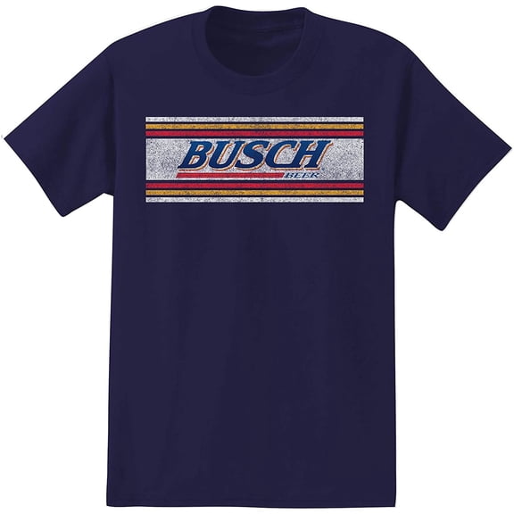 Busch Beer Logo Adult T-Shirt (Large, Navy Blue)