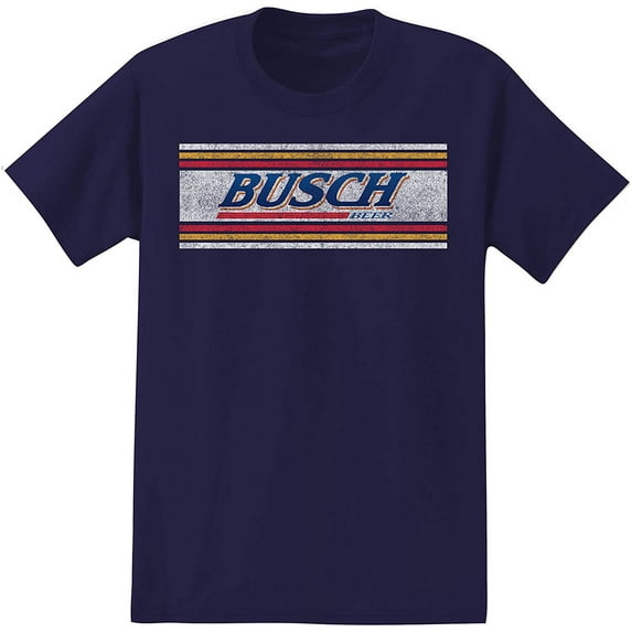 Busch Beer Logo Adult T-Shirt (Medium, Navy Blue)