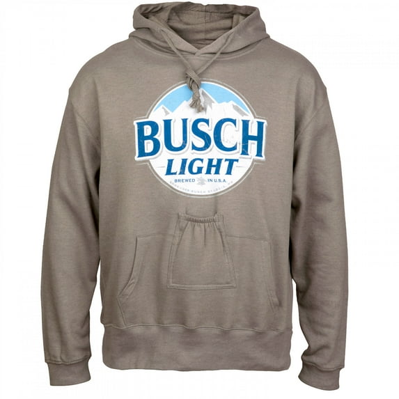 Busch 43116-XX-Large Busch Light Mens Grey Round Logo Beer Pouch Hoodie - 2XL