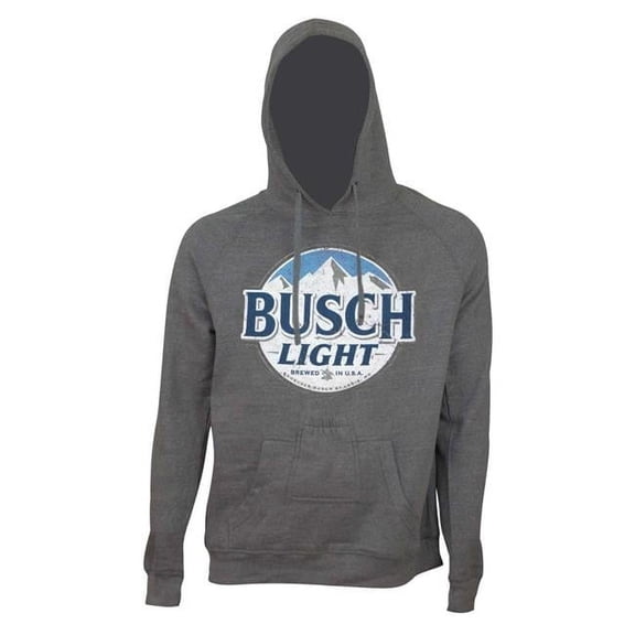 Busch Busch Light Mens Grey Round Logo Beer Pouch Hoodie - Medium