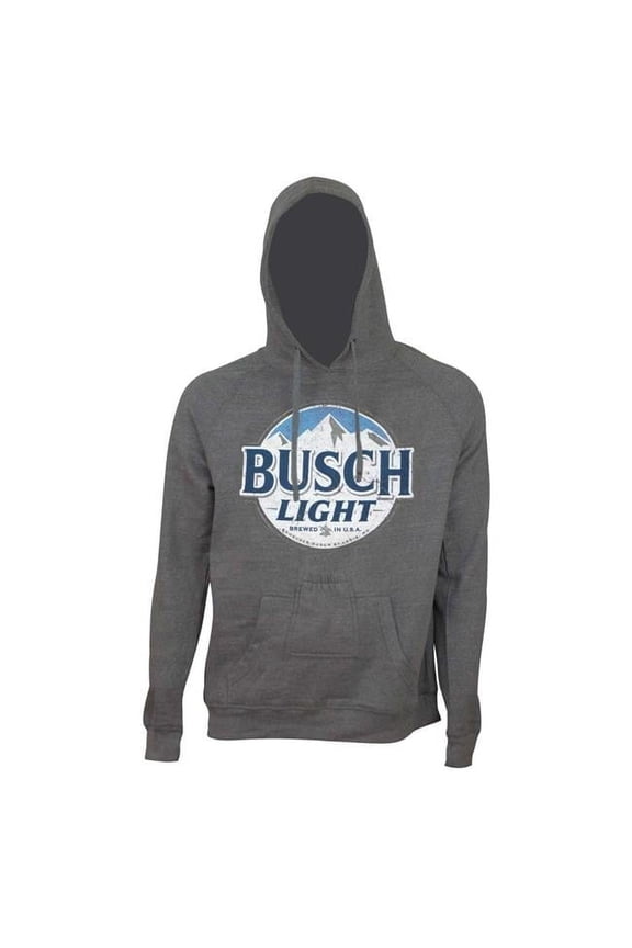 Light Mens Grey Round Logo Beer Pouch Hoodie - Medium