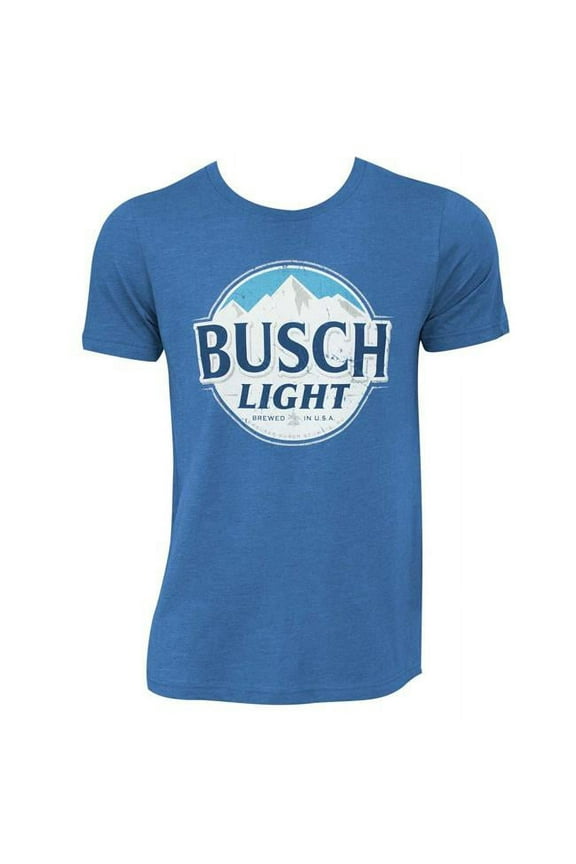 Light Mens Heather Blue Round Logo T-Shirt - Large