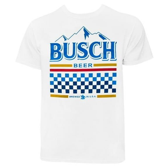 Busch 49034-X-Large Busch Mens Checkered Racing White T-Shirt - Extra Large