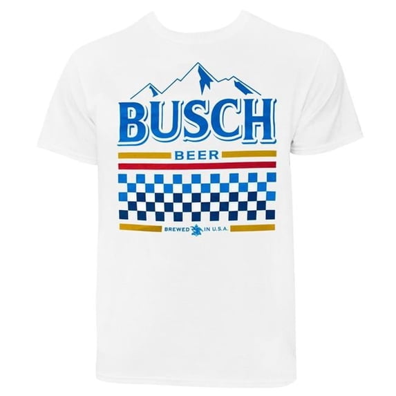 Busch Busch Mens Checkered Racing White T-Shirt - Large