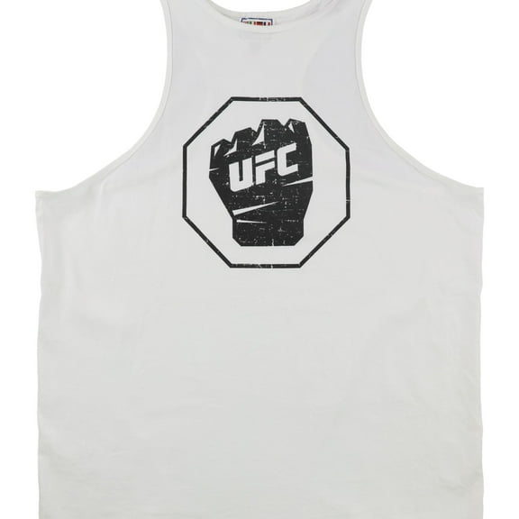 Busch Gardens Mens Distressed Fist Muscle Tank Top, White, X-Large