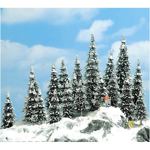 Busch HO/N/O/S Scale Snow-Covered Pine Trees (2-3/8 to 5-3/8" Tall) 20-Pack