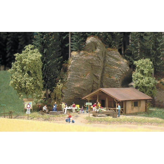 Busch HO Scale Building/Structure Kit Log Cabin House/Home with Porch