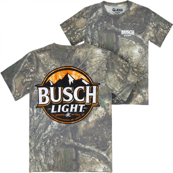 Busch Light 898374-2xlarge Camo Blaze Washed Front & Back Print Short Sleeve T-Shirt - 2XL
