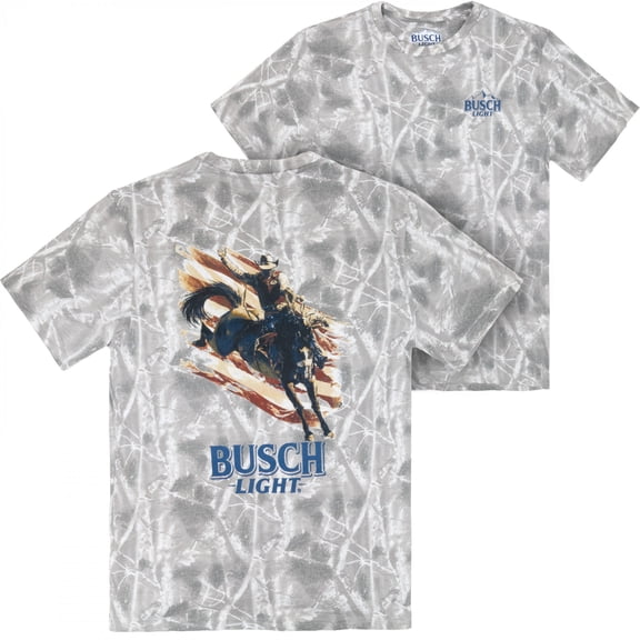Busch Light American Rodeo Camo Front and Back Print T-Shirt-Large