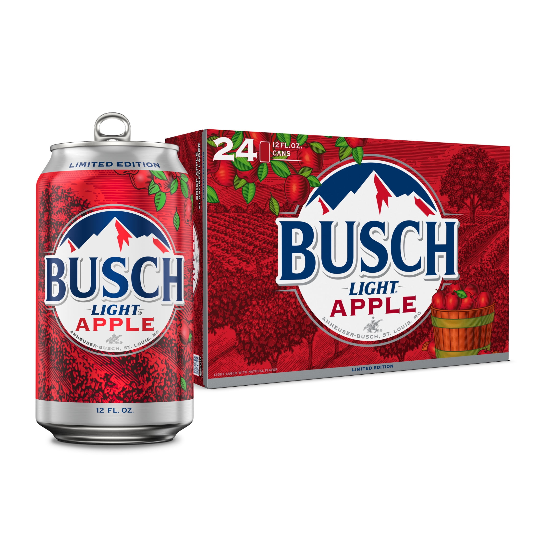 Busch Light Apple American Lager Beer 24 Pack, 12 fl oz Cans , 4.1% ABV