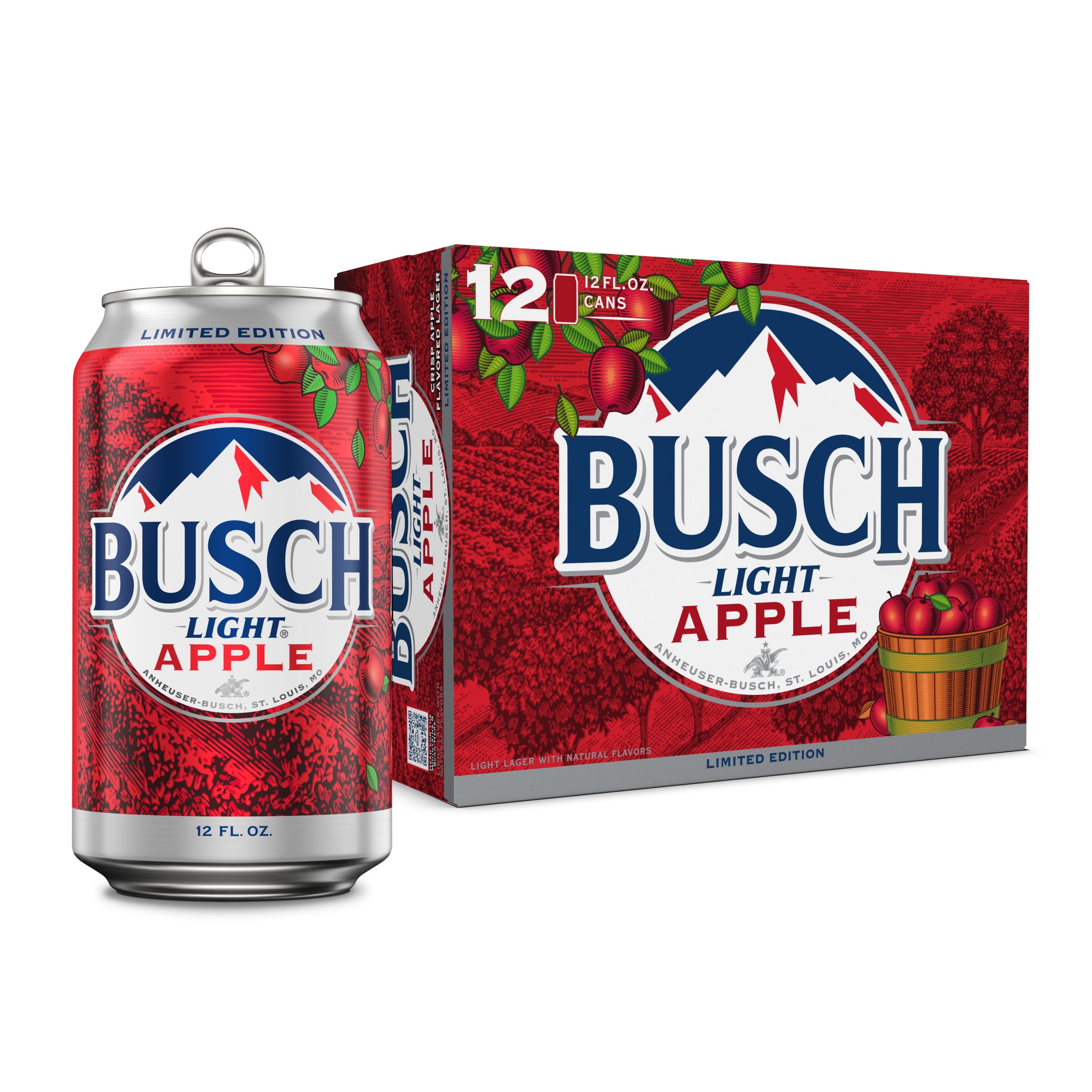 Busch Light Apple American Lager Beer 12 pack, 12 fl oz Cans , 4.1% ABV